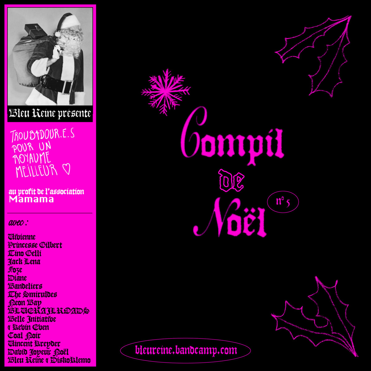 A black cover, with Compil de Noel #5 written in hot pink