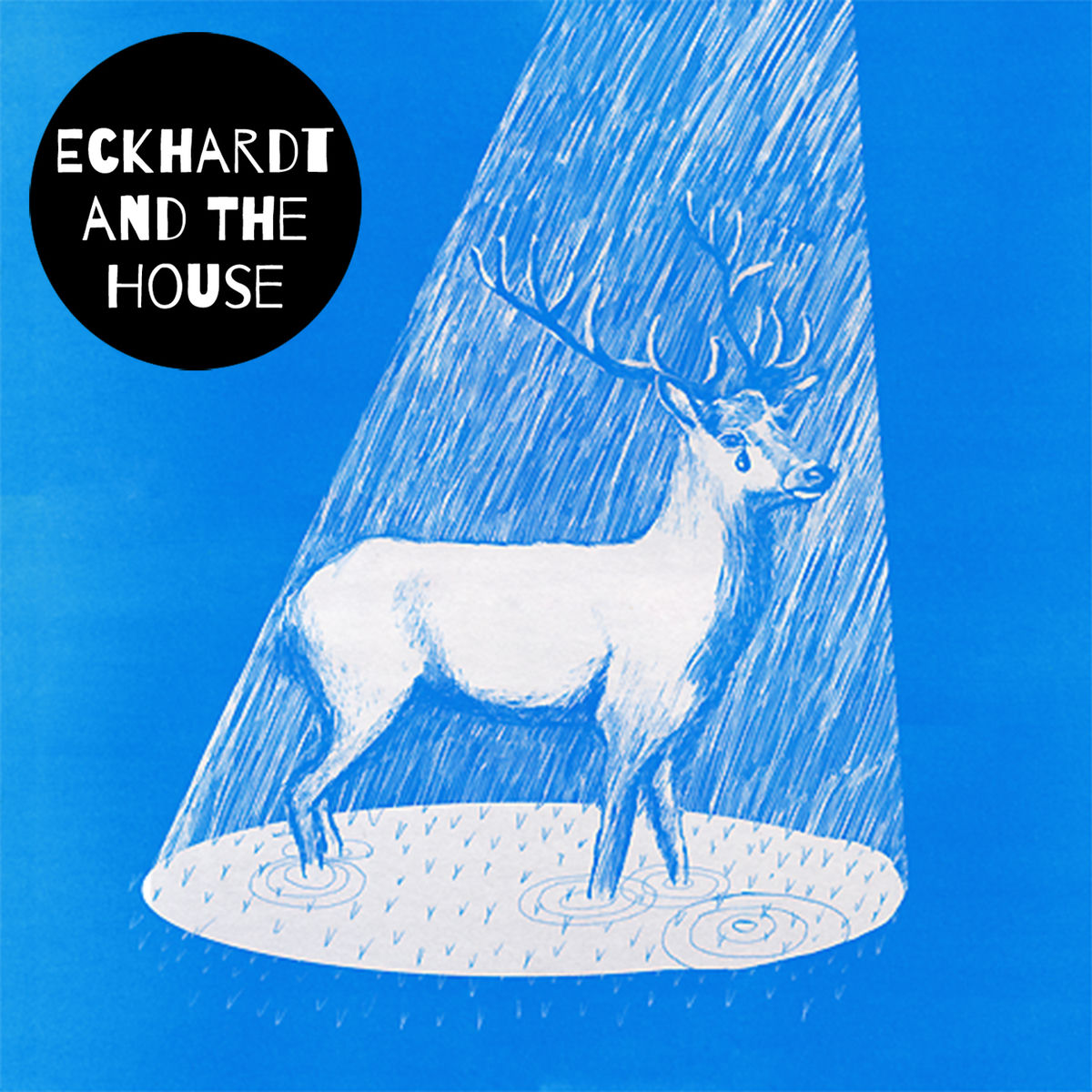 A blue cover with a buck (deer) standing under a spotlight with a tear dropping from its eye.